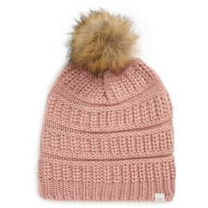 Treasure & Bond Women's Faux Fur Pom Beanie | Pink | One Size